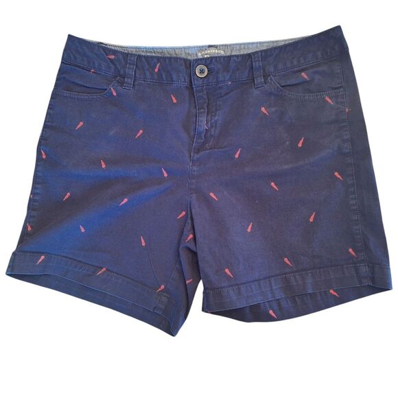 Bass Pants - G. H. Bass & Co. Shorts Chino Red Hot Chili Pepper Print Sz 10 Navy Blue Cotton